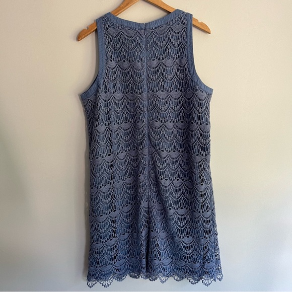 LOFT Blue Crochet Sleeveless Mini Dress size 16 - Picture 2 of 9
